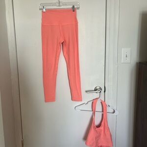 Beyond Yoga Coral Leggings and Sports Bra Set Size S